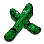 Green Marijuana Leaf Print Muay Thai Shin Guard