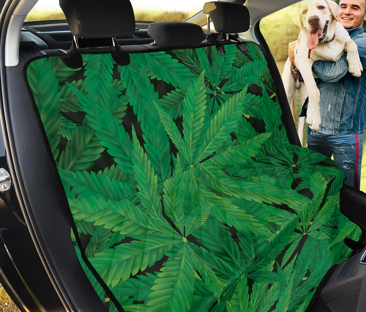 Green Marijuana Leaf Print Pet Car Back Seat Cover