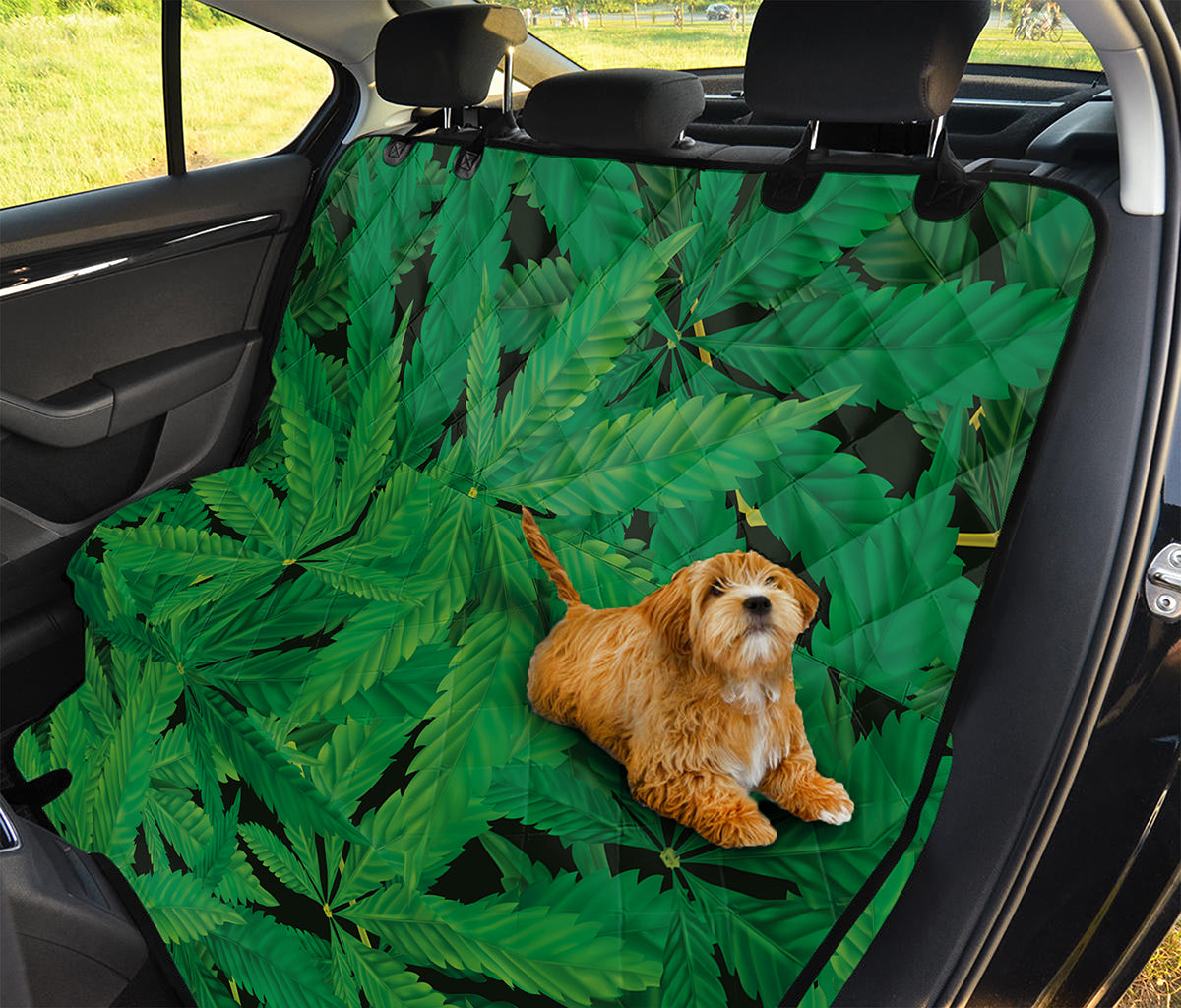 Green Marijuana Leaf Print Pet Car Back Seat Cover