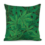 Green Marijuana Leaf Print Pillow Cover