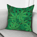 Green Marijuana Leaf Print Pillow Cover