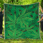Green Marijuana Leaf Print Quilt