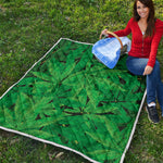 Green Marijuana Leaf Print Quilt