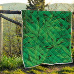 Green Marijuana Leaf Print Quilt