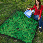 Green Marijuana Leaf Print Quilt