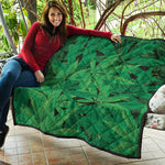 Green Marijuana Leaf Print Quilt