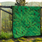 Green Marijuana Leaf Print Quilt