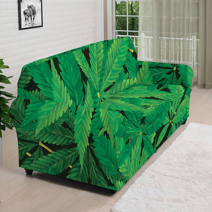 Green Marijuana Leaf Print Sofa Cover