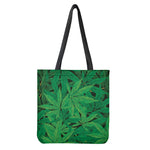 Green Marijuana Leaf Print Tote Bag