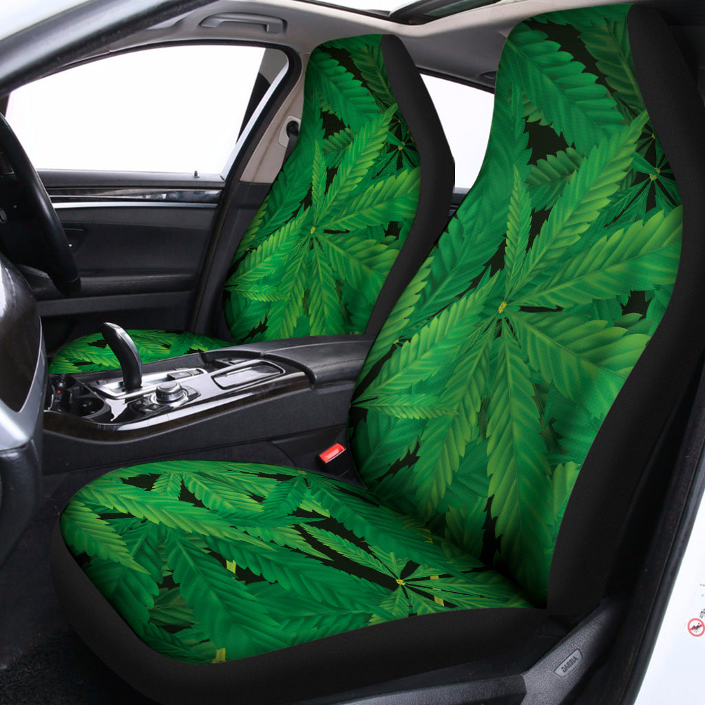 Green Marijuana Leaf Print Universal Fit Car Seat Covers