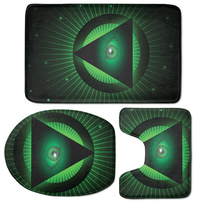 Green Masonic Eye Print 3 Piece Bath Mat Set