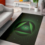 Green Masonic Eye Print Area Rug