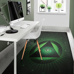 Green Masonic Eye Print Area Rug