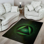 Green Masonic Eye Print Area Rug