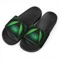 Green Masonic Eye Print Black Slide Sandals