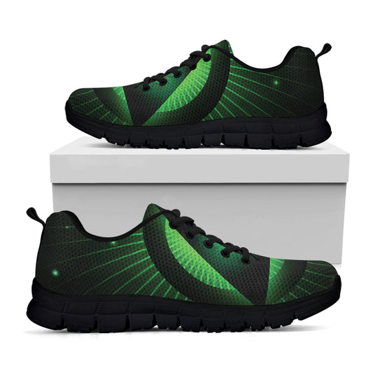 Green Masonic Eye Print Black Sneakers