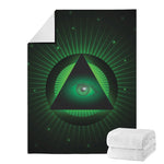 Green Masonic Eye Print Blanket