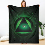 Green Masonic Eye Print Blanket