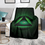 Green Masonic Eye Print Blanket
