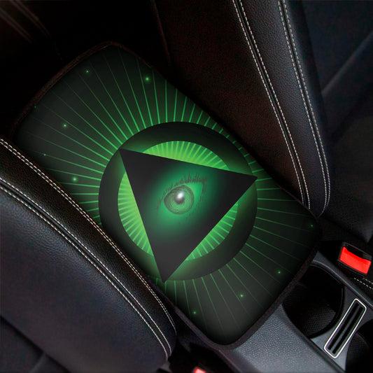 Green Masonic Eye Print Car Center Console Cover