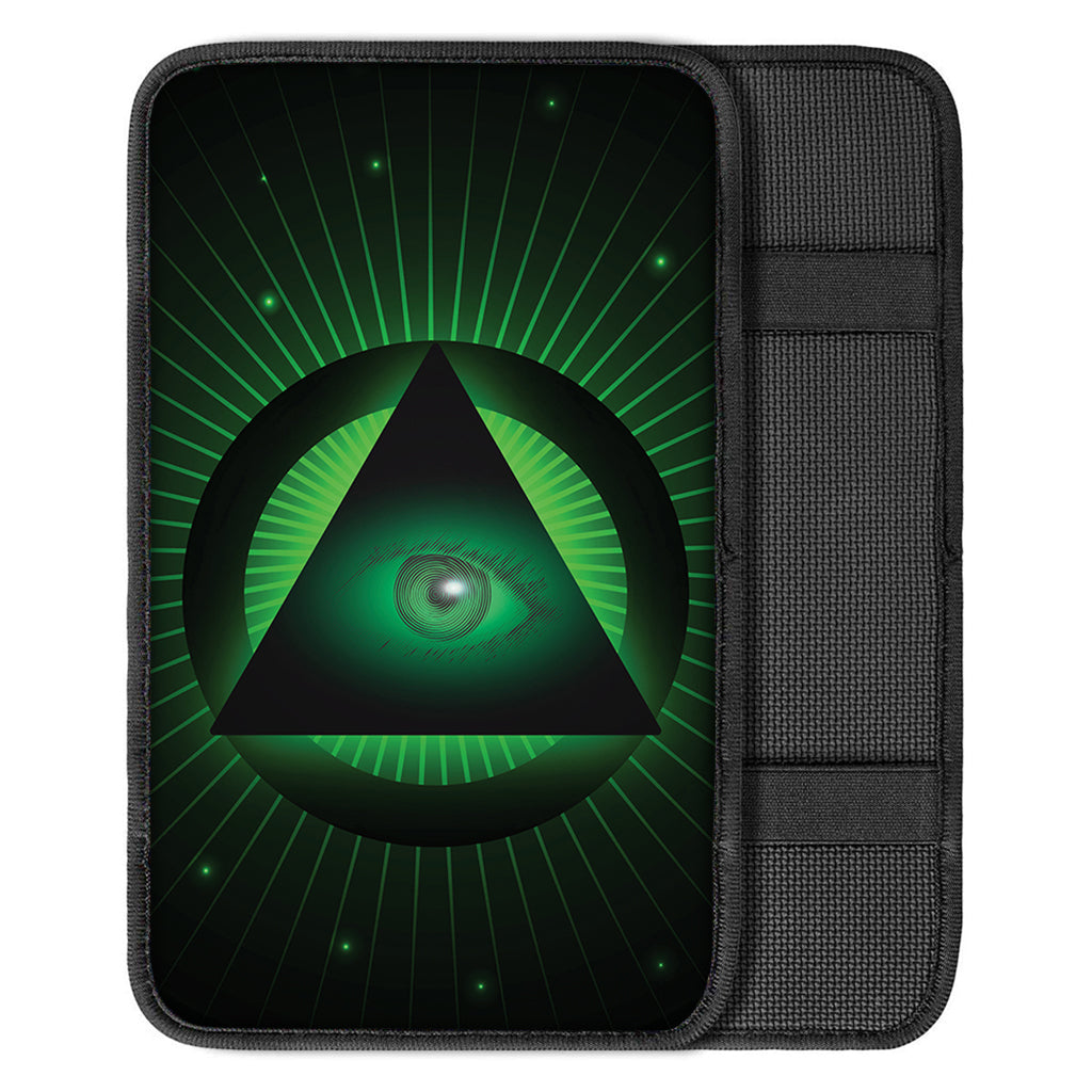 Green Masonic Eye Print Car Center Console Cover