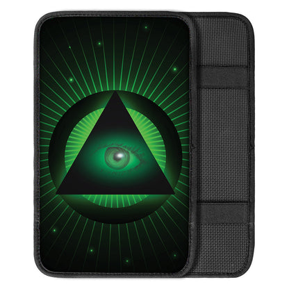 Green Masonic Eye Print Car Center Console Cover
