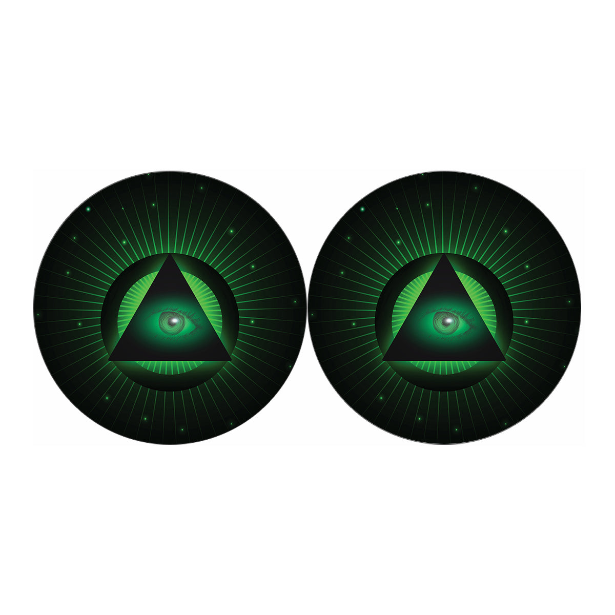 Green Masonic Eye Print Car Coasters