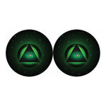 Green Masonic Eye Print Car Coasters