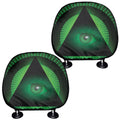 Green Masonic Eye Print Car Headrest Covers