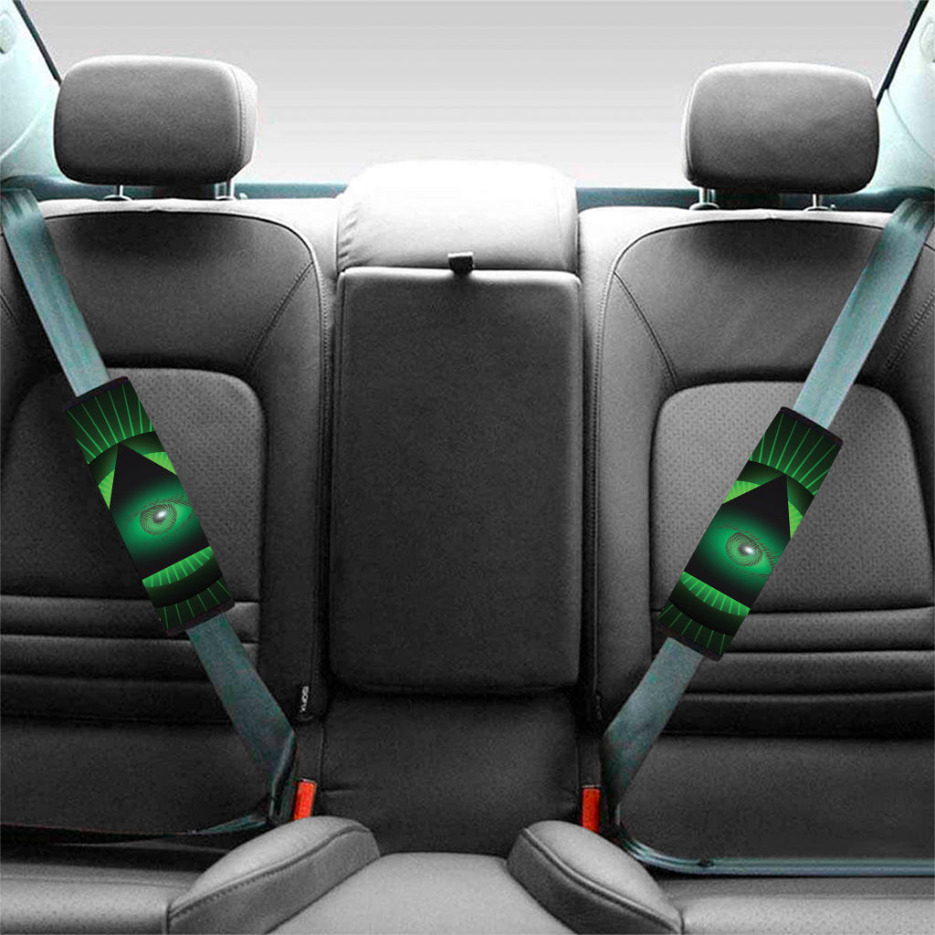 Green Masonic Eye Print Car Seat Belt Covers