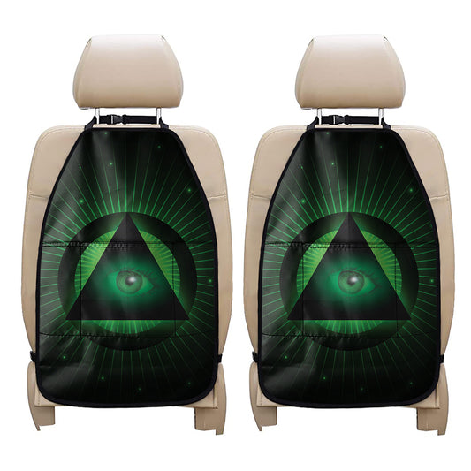 Green Masonic Eye Print Car Seat Organizers