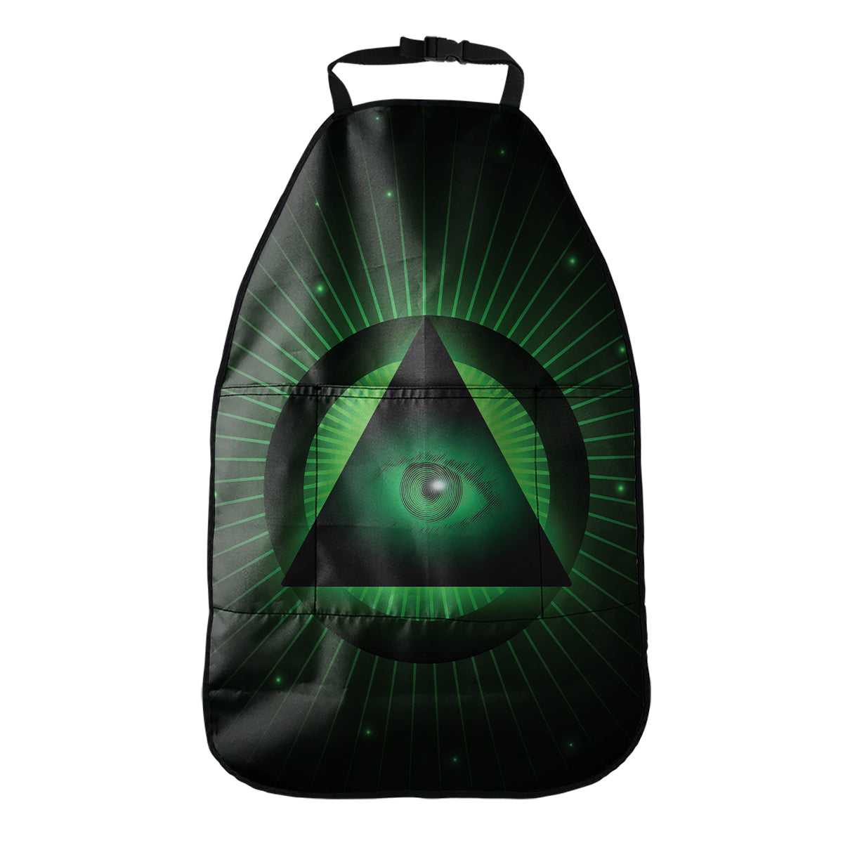 Green Masonic Eye Print Car Seat Organizers