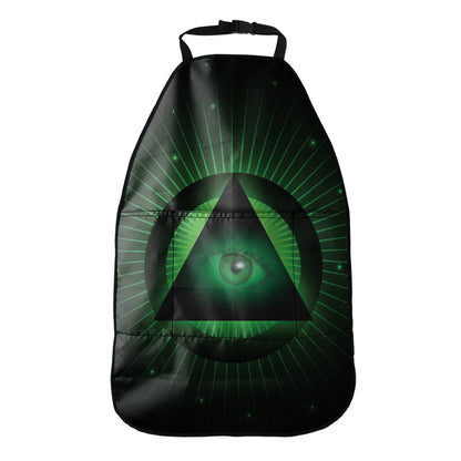 Green Masonic Eye Print Car Seat Organizers
