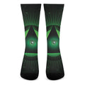 Green Masonic Eye Print Crew Socks