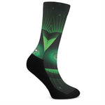 Green Masonic Eye Print Crew Socks