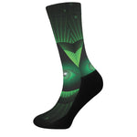 Green Masonic Eye Print Crew Socks