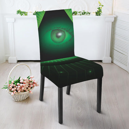Green Masonic Eye Print Dining Chair Slipcover