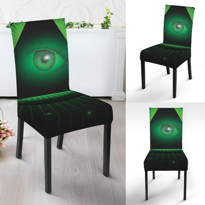 Green Masonic Eye Print Dining Chair Slipcover