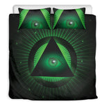Green Masonic Eye Print Duvet Cover Bedding Set