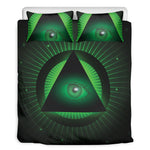 Green Masonic Eye Print Duvet Cover Bedding Set