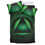 Green Masonic Eye Print Duvet Cover Bedding Set