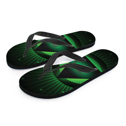 Green Masonic Eye Print Flip Flops