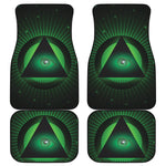 Green Masonic Eye Print Front and Back Car Floor Mats