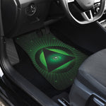 Green Masonic Eye Print Front and Back Car Floor Mats