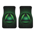Green Masonic Eye Print Front Car Floor Mats