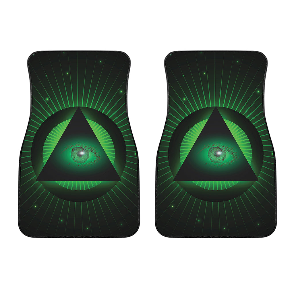 Green Masonic Eye Print Front Car Floor Mats