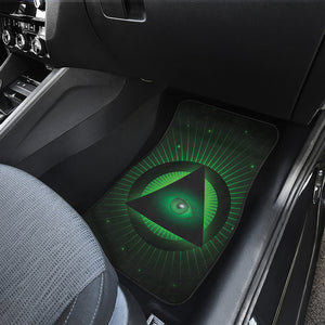 Green Masonic Eye Print Front Car Floor Mats