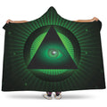 Green Masonic Eye Print Hooded Blanket