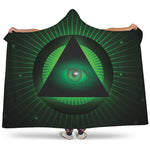 Green Masonic Eye Print Hooded Blanket