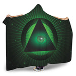 Green Masonic Eye Print Hooded Blanket